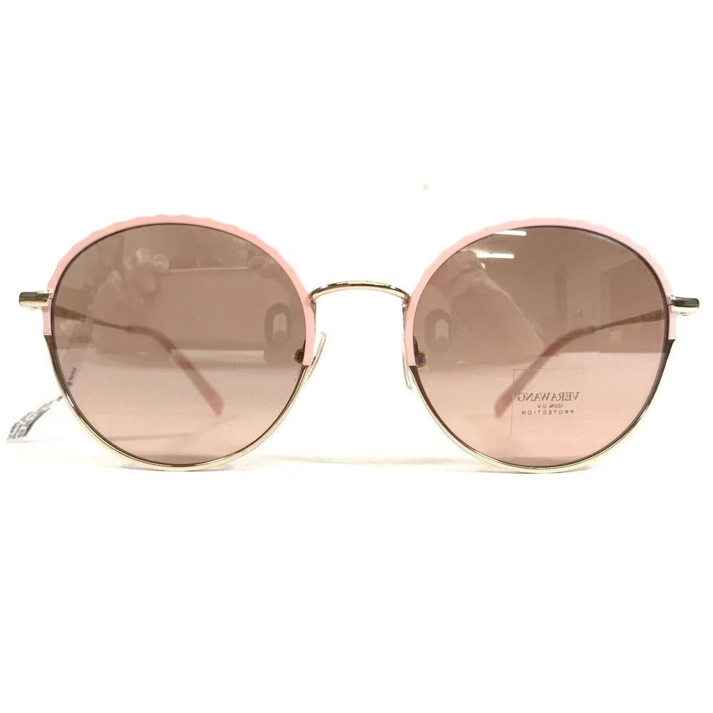 Vera Wang Sunglasses V485 PK Pink Gold Round Metal Rim with Pink Mirrored Lenses